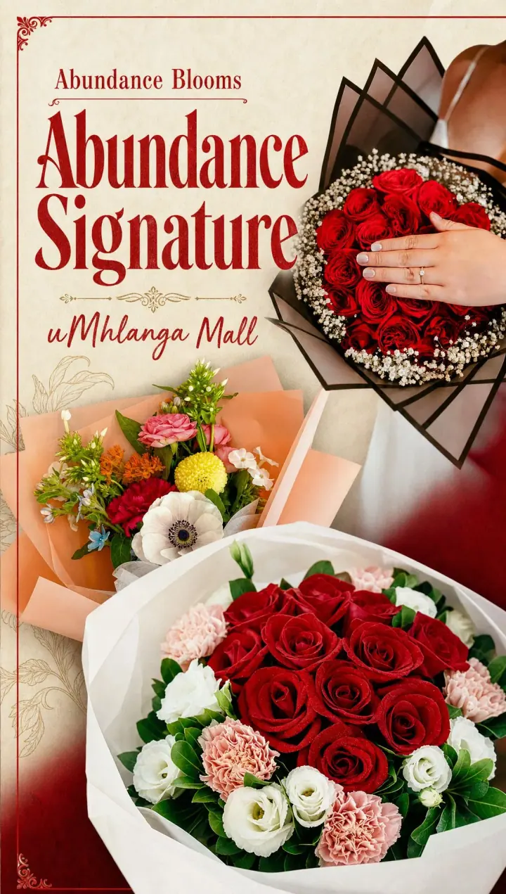 Abundance Signature bouquet campaign for Abundance Blooms at uMhlanga Mall