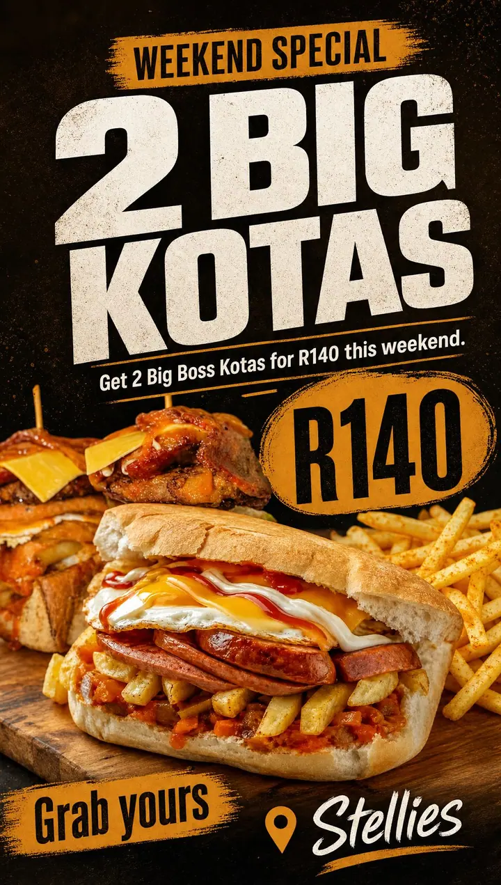 Weekend special Kotas campaign for West Coast Barber in Stellenbosch